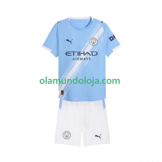 Camisola Manchester City Criança Equipamento Primeiro 2025-2026 Manga Curta